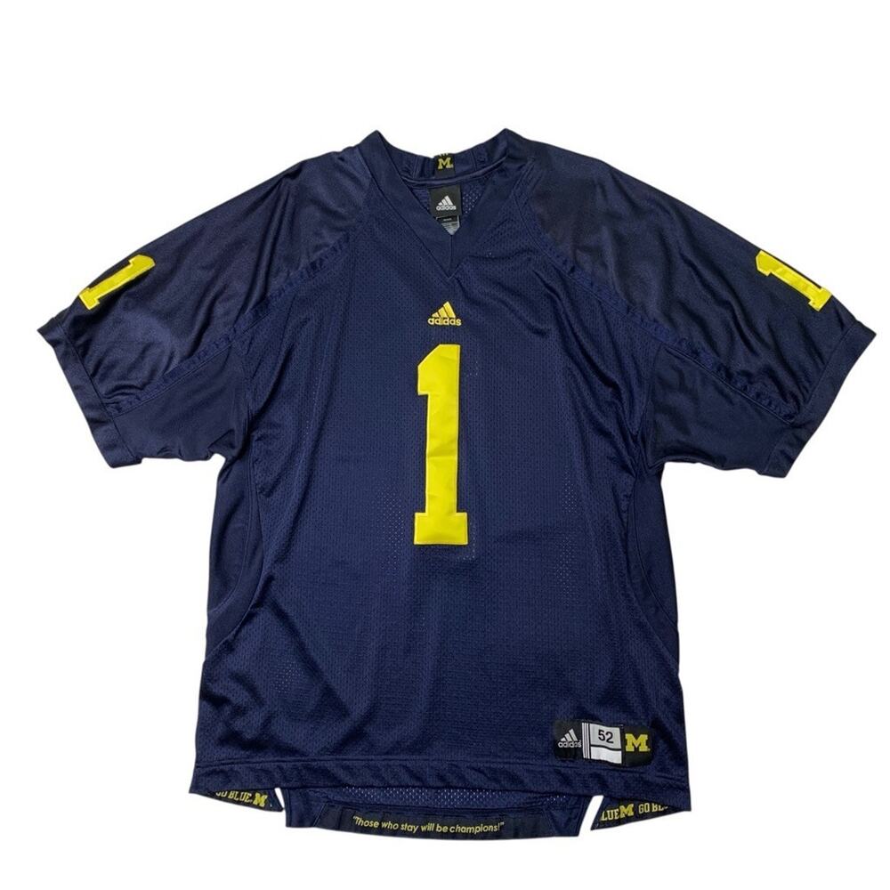 Vintage Michigan Wolverines Football Jersey Mens XL Blue Replica Football Adidas